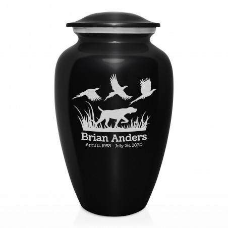 Hunting Dog Cremation Urn - Jet Black