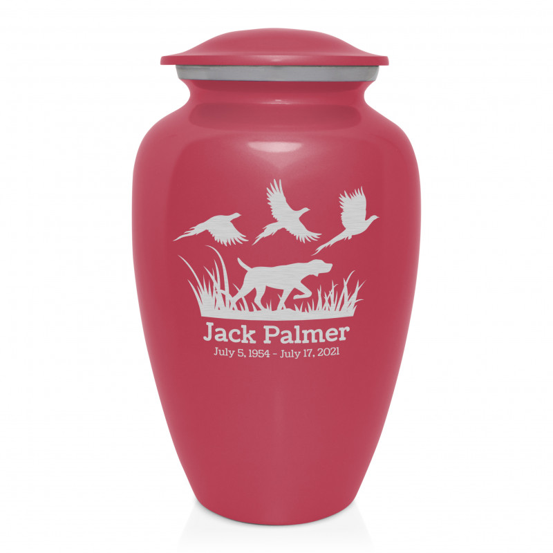 Hunting Dog Cremation Urn - Rose Pink