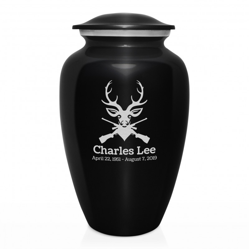 Deer Hunter Cremation Urn - Jet Black
