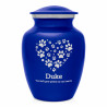 Small Pawprint Heart Pet Cremation Urn - Midnight Blue