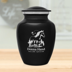 Horse Landscape Sharing Urn - Jet Black