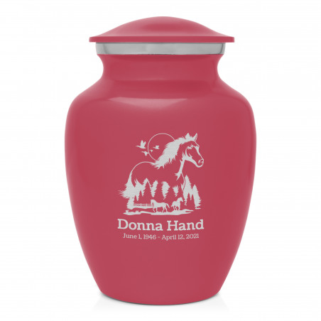 Horse Landscape Sharing Urn - Rose Pink
