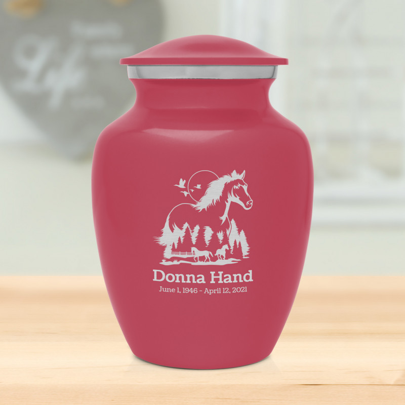 Horse Landscape Sharing Urn - Rose Pink