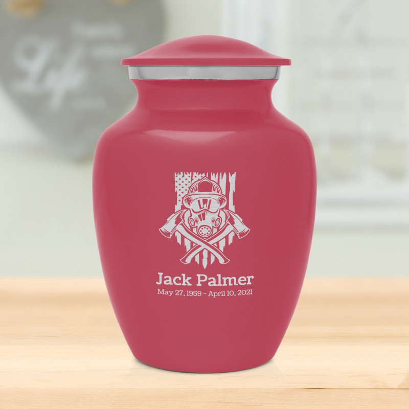 Patriotic Firefighter Sharing Urn - Rose Pink