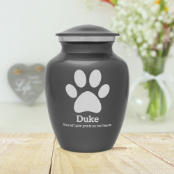 Small Pawprint Pet Cremation Urn - Gunmetal Gray