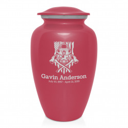 Patriotic Firefighter Cremation Urn - Rose Pink