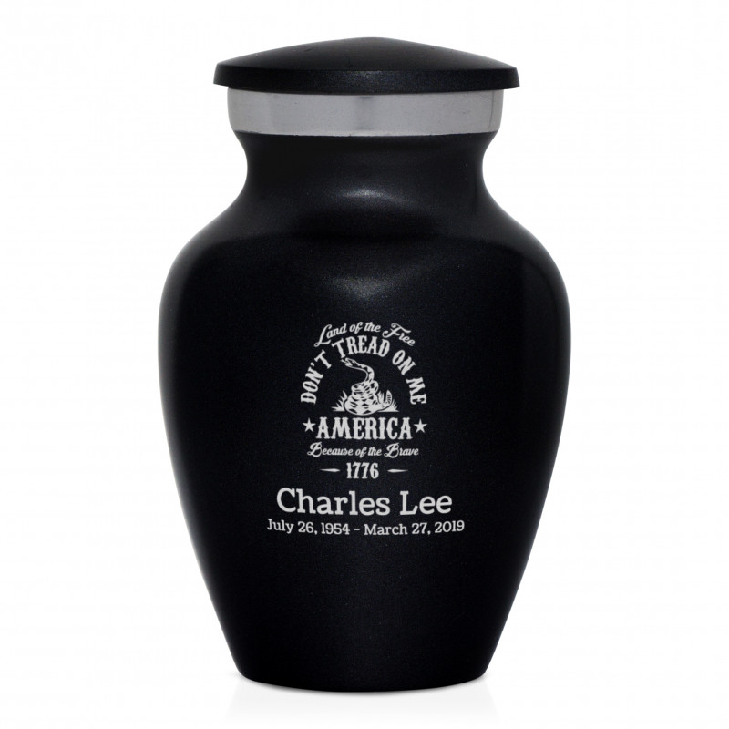 Don't Tread On Me Keepsake Urn - Jet Black