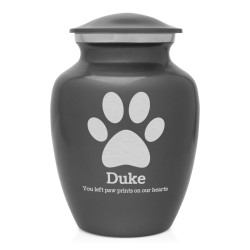 Small Pawprint Pet Cremation Urn - Gunmetal Gray