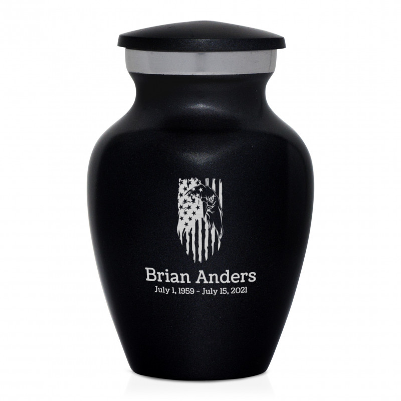 Patriotic Eagle Keepsake Urn - Jet Black