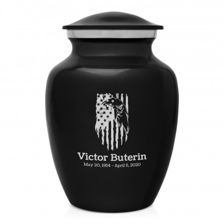 Patriotic Eagle Sharing Urn - Jet Black