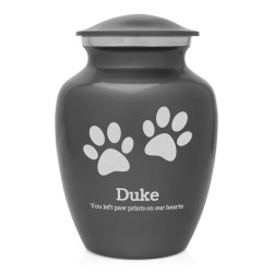 Small Pawprints Pet Cremation Urn - Gunmetal Gray