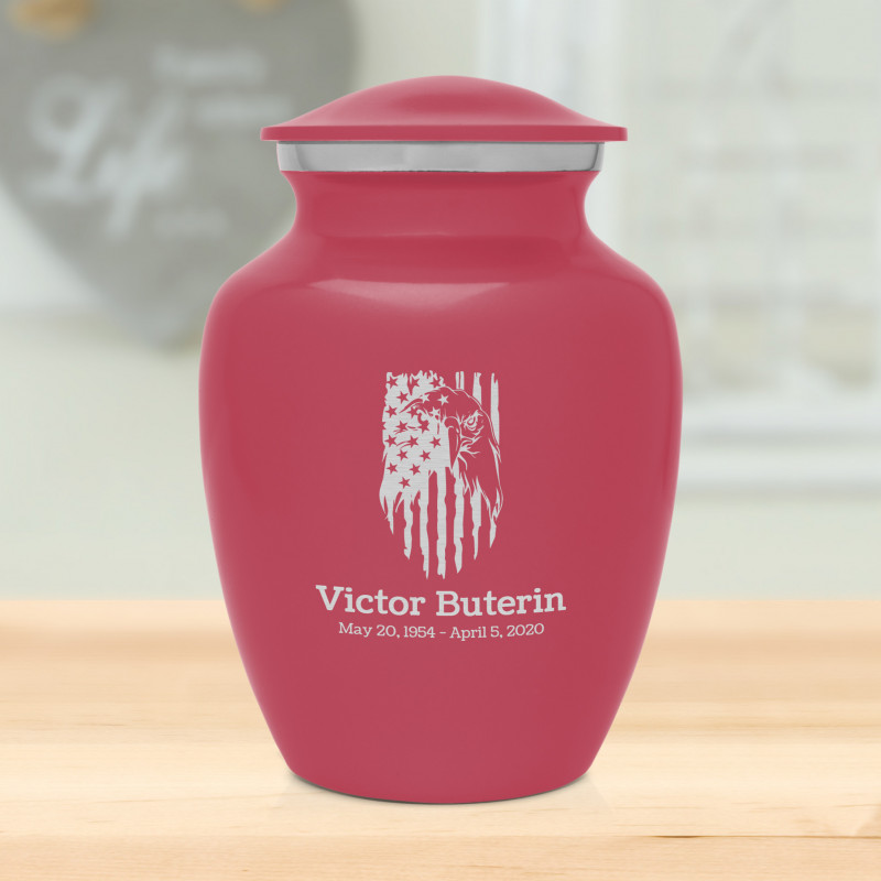 Patriotic Eagle Sharing Urn - Rose Pink