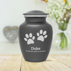 Small Pawprints Pet Cremation Urn - Gunmetal Gray