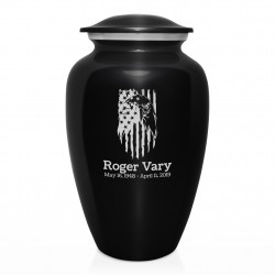Patriotic Eagle Cremation Urn - Jet Black