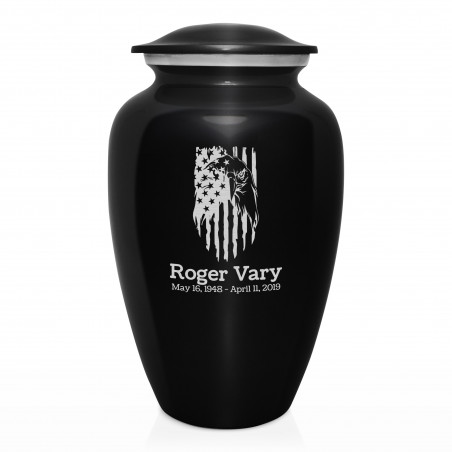 Patriotic Eagle Cremation Urn - Jet Black