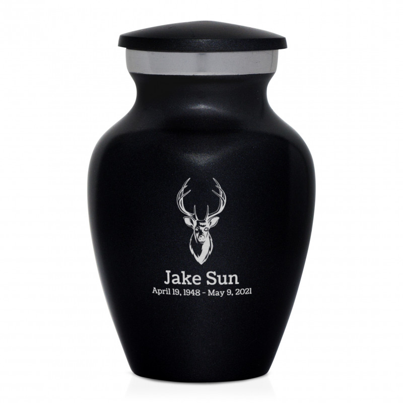 Deer Bust Keepsake Urn - Jet Black