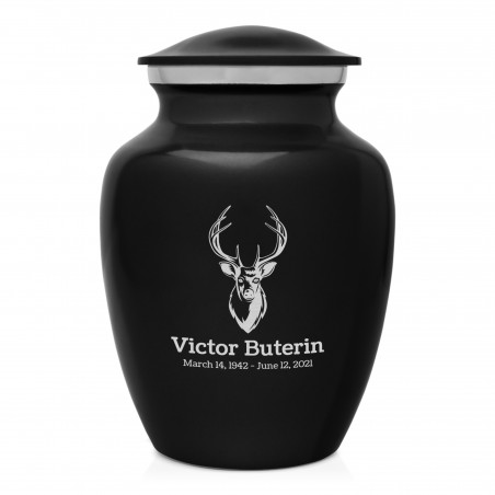 Deer Bust Sharing Urn - Jet Black