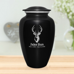 Deer Bust Cremation Urn - Jet Black