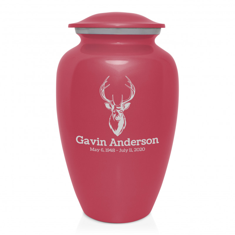 Deer Bust Cremation Urn - Rose Pink