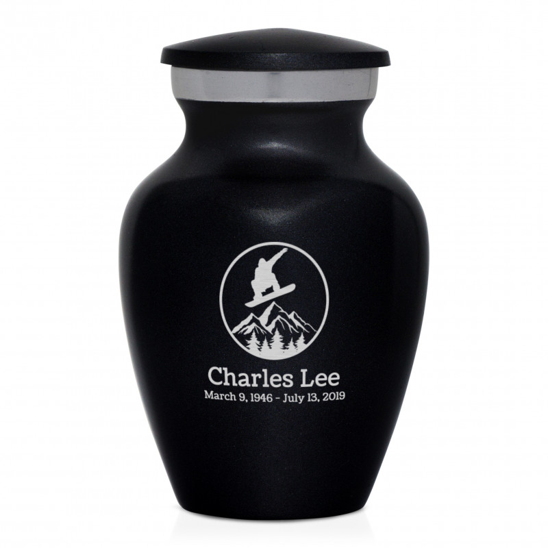 Snowboard Keepsake Urn - Jet Black