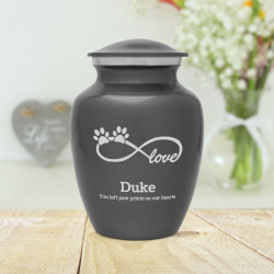 Small Infinite Love Pet Cremation Urn - Gunmetal Gray