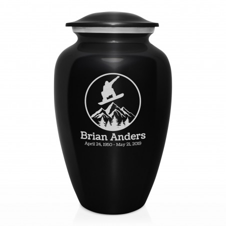 Snowboard Cremation Urn - Jet Black