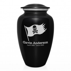 Pirate Flag Cremation Urn - Jet Black
