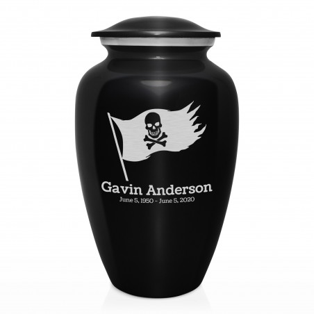 Pirate Flag Cremation Urn - Jet Black