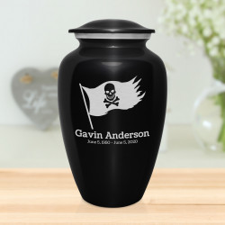 Pirate Flag Cremation Urn - Jet Black