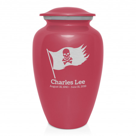 Pirate Flag Cremation Urn - Rose Pink