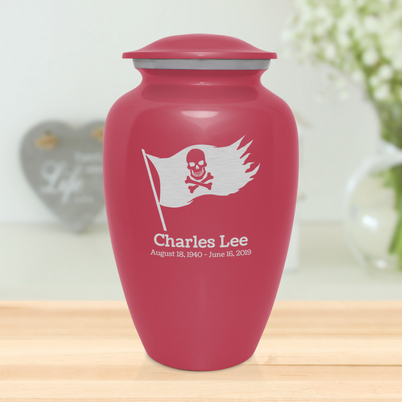Pirate Flag Cremation Urn - Rose Pink