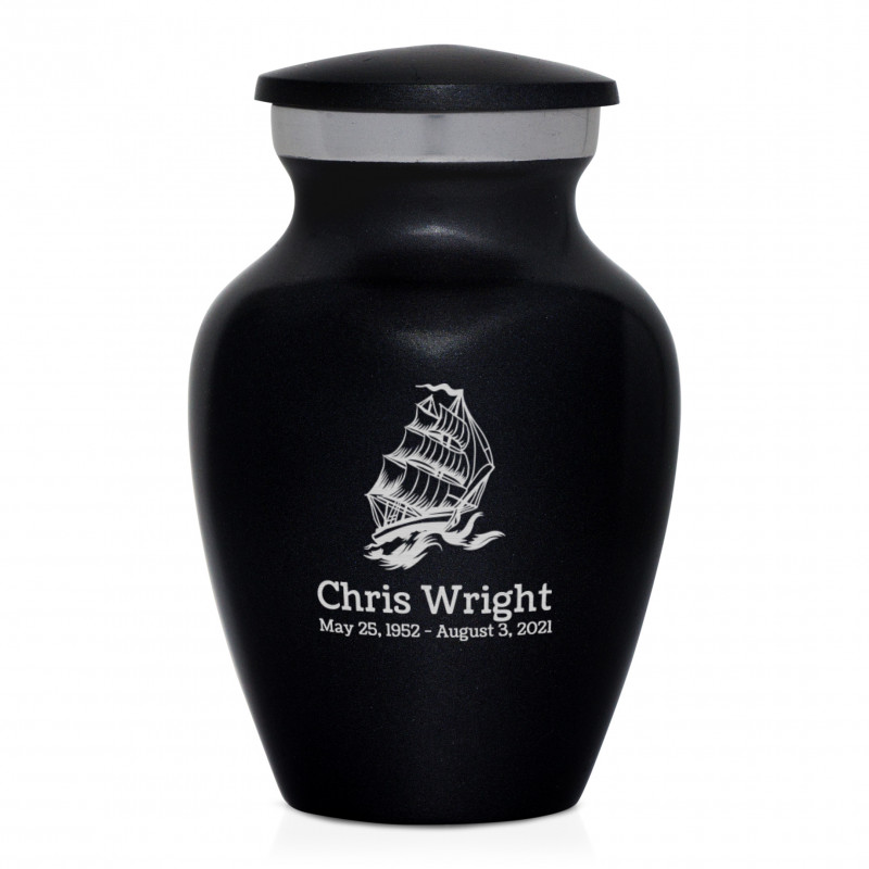 Sailing Ship Keepsake Urn - Jet Black