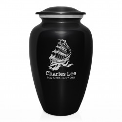 Sailing Ship Cremation Urn - Jet Black