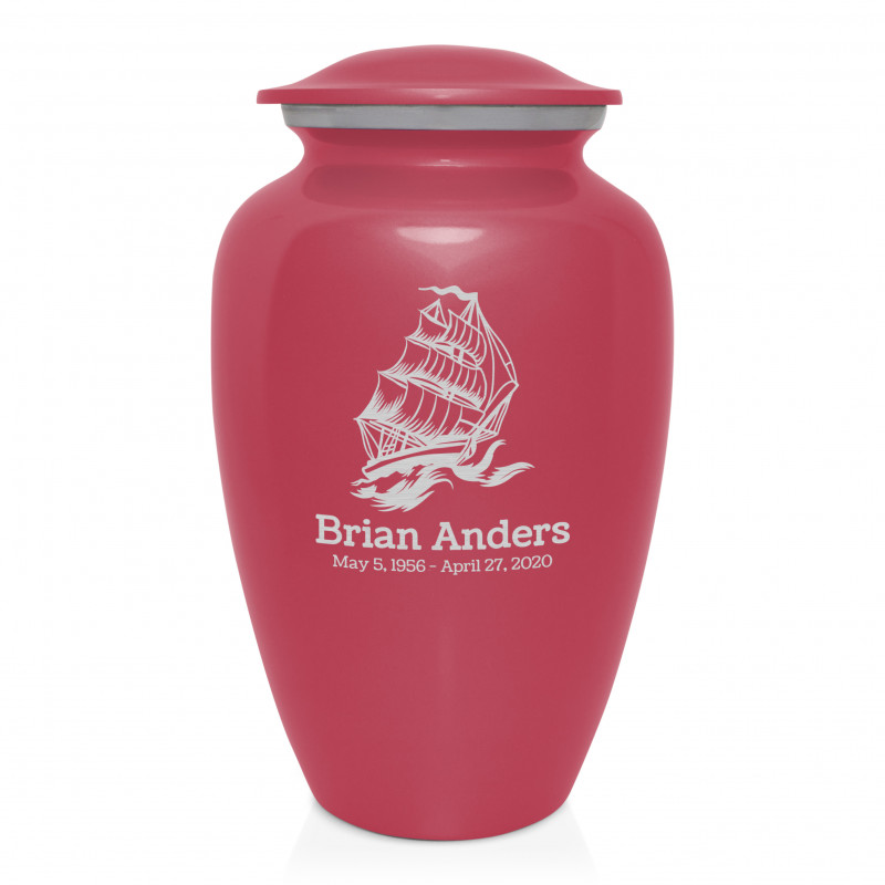 Sailing Ship Cremation Urn - Rose Pink