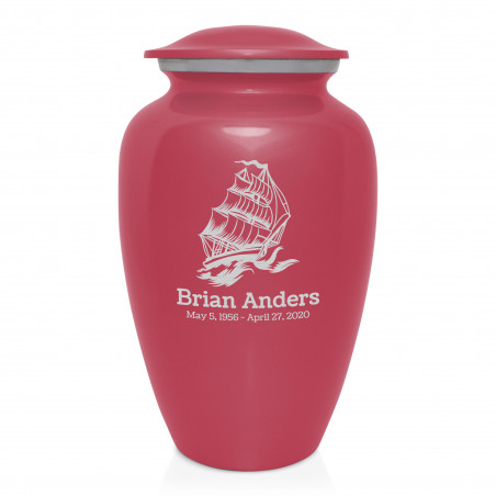 Sailing Ship Cremation Urn - Rose Pink
