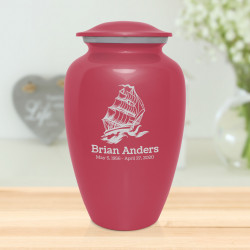 Sailing Ship Cremation Urn - Rose Pink