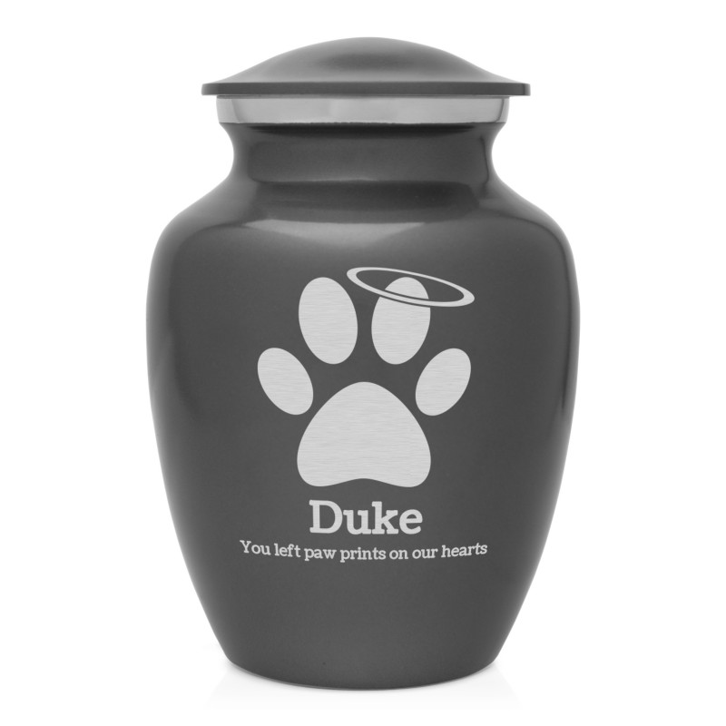 Small Angel Paw Pet Cremation Urn - Gunmetal Gray