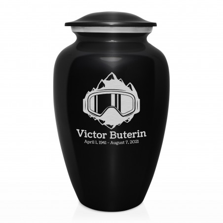 Snow Goggles Cremation Urn - Jet Black