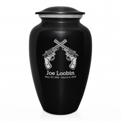 Revolver Pistol Cremation Urn - Jet Black