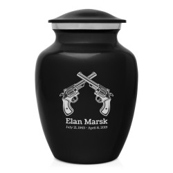 Revolver Pistol Sharing Urn - Jet Black