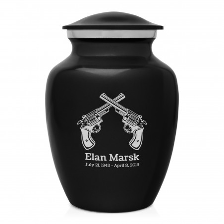 Revolver Pistol Sharing Urn - Jet Black