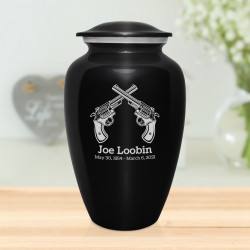 Revolver Pistol Cremation Urn - Jet Black