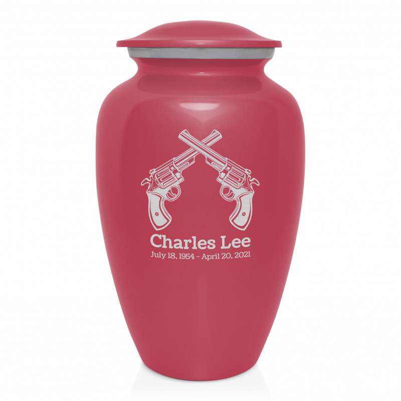 Revolver Pistol Cremation Urn - Rose Pink