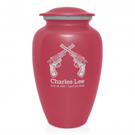 Revolver Pistol Cremation Urn - Rose Pink