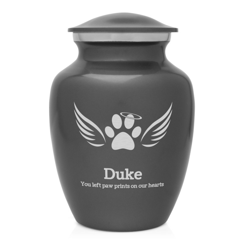 Small Angel Wings Pet Cremation Urn - Gunmetal Gray