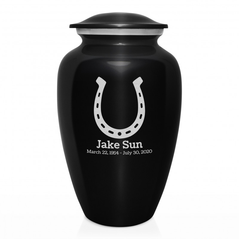 Horseshoe Cremation Urn - Jet Black