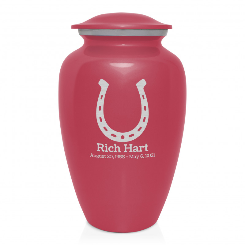 Horseshoe Cremation Urn - Rose Pink