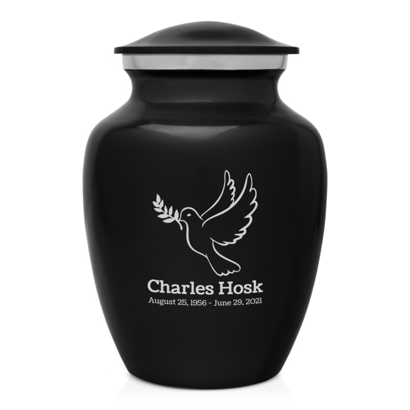 Peace Dove Sharing Urn - Jet Black
