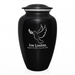 Peace Dove Cremation Urn - Jet Black