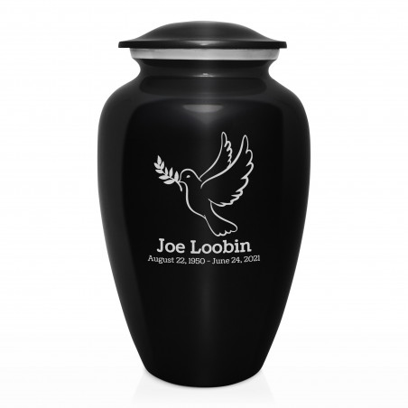 Peace Dove Cremation Urn - Jet Black
